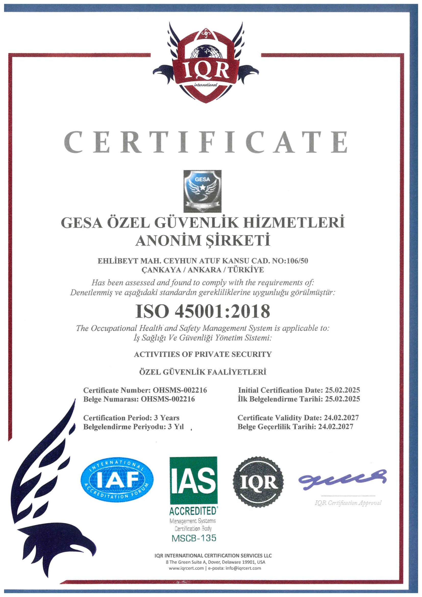 İş Sağlığı ve Güvenliği Yönetimi Sistemi